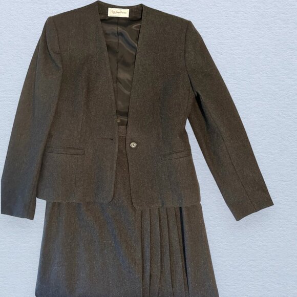 Evan-Picone VTG collarless gray single button blazer - Picture 10 of 10